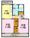 コーポラス日向 2DKの間取り