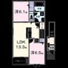 モンターニュメルⅢ 2LDKの間取り