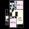モンターニュメルⅢ 2LDKの間取り