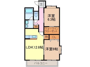 間取図 東海道本線/富士駅 徒歩17分 2階 築18年