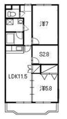 サニーヒルⅡ 2LDKの間取り