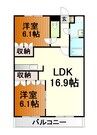 シャインヒルズＫ 2LDKの間取り