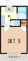 ワンズハウス 1Kの間取り