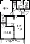 エクラ３ 2DKの間取り