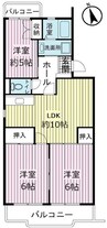 池之端ハイツ 3DKの間取り
