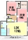 ＡＶＯＮＬＥＹＣＯＵＲＴ 2LDKの間取り