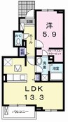 ラクレール 1LDKの間取り