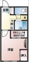 スカイゲート間門 1Kの間取り