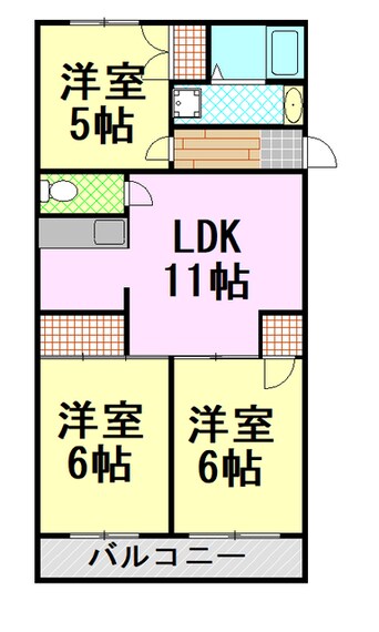 間取図 東海道本線/三島駅 バス20分藤倉アパート前下車:停歩3分 3階 築30年