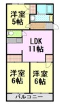 東海道本線/三島駅 バス:20分:停歩3分 3階 築30年 3LDKの間取り