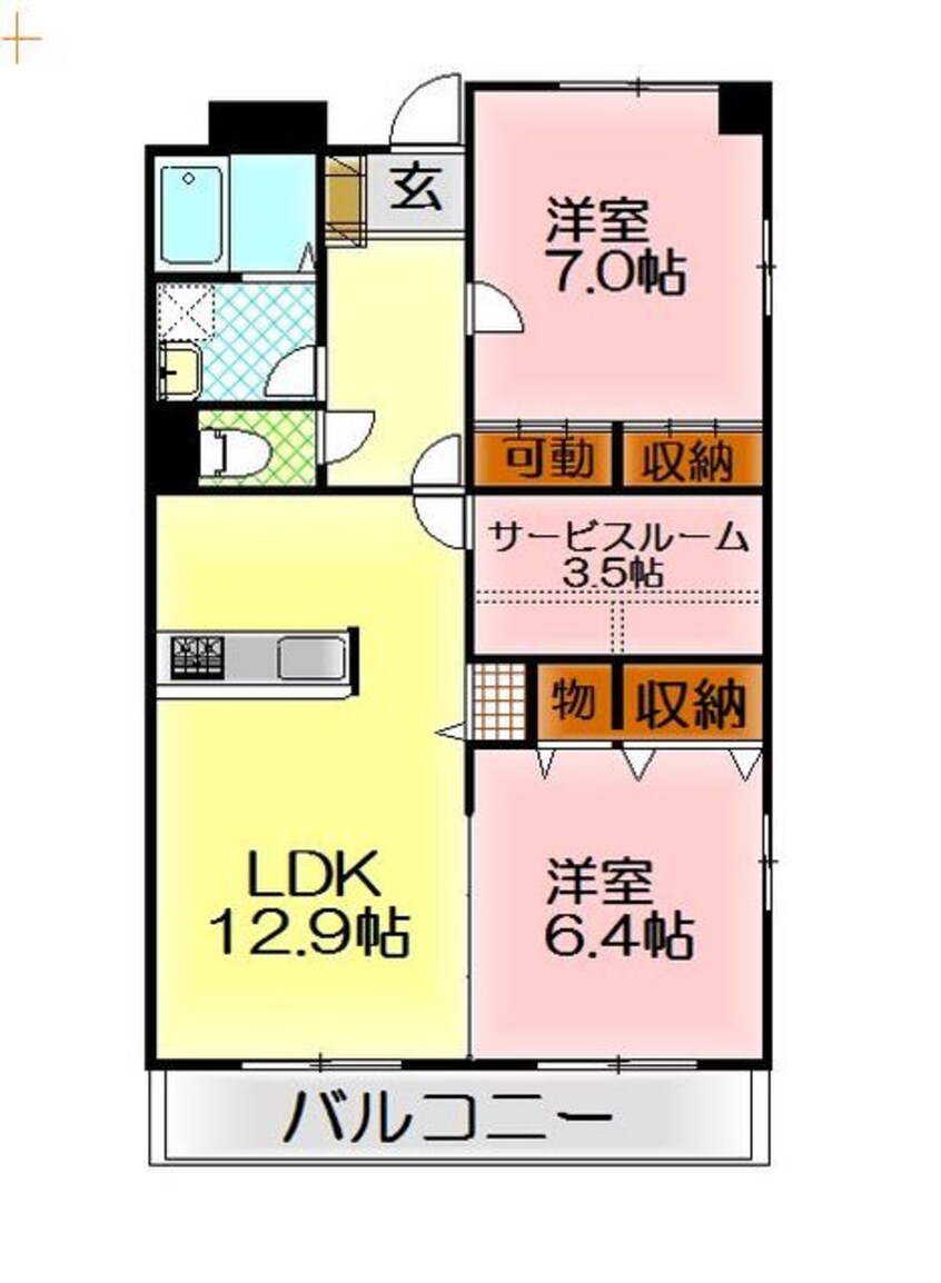 間取図 東海道本線/三島駅 バス24分団地北下車:停歩2分 2階 築16年