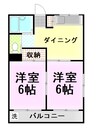 東海道本線/三島駅 バス:15分:停歩1分 3階 築37年 2DKの間取り