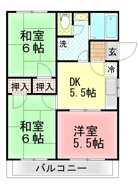 間取り図 東海道本線/沼津駅 徒歩58分 2階 築28年