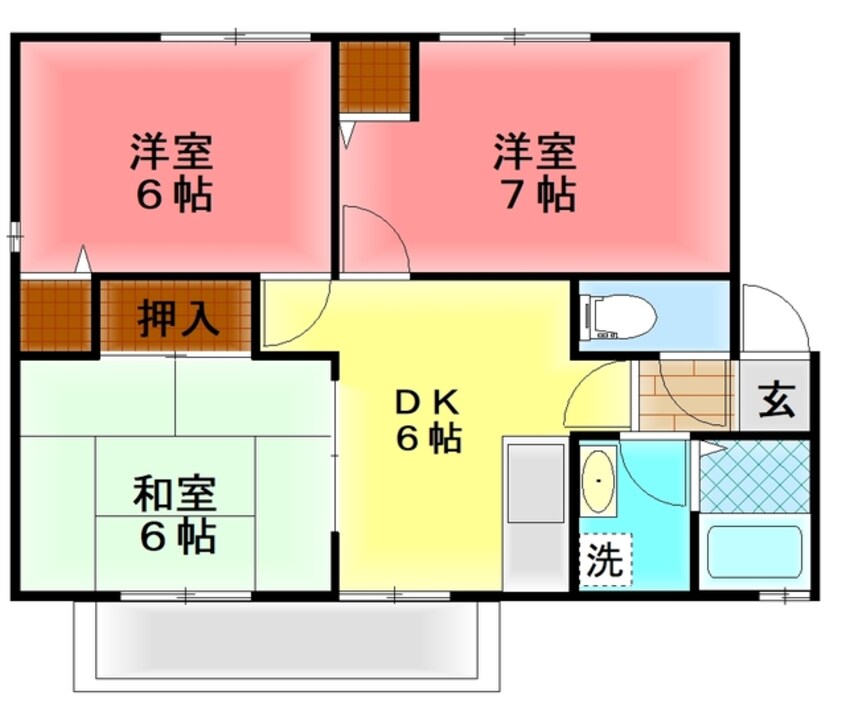 間取図 東海道本線/沼津駅 バス21分榎木田下車:停歩4分 1階 築23年