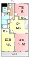 ロイヤルカサブランカ 3DKの間取り