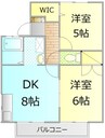 セジュール山崎Ａ 2DKの間取り