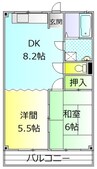 南ハイツＢ 2DKの間取り