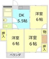 セリジュイン石原坂 3DKの間取り