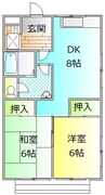 南ハイツＡ 2DKの間取り