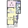 サンパステルＤ 1LDKの間取り