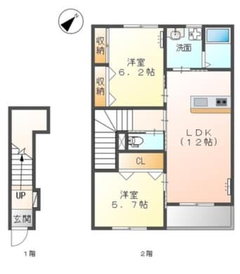 間取図 身延線/富士宮駅 徒歩56分 2階 築7年
