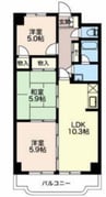 東海道本線/片浜駅 徒歩38分 6階 築25年 3LDKの間取り