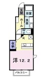 ボヌール・ラコンテ 1Kの間取り