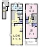 ウエストハウスＡ 2LDKの間取り