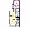 メルヴェールナカムラ参番館 1LDKの間取り