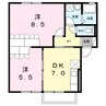 セジュール富士崎 2DKの間取り