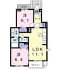 アルカンシェルカンダツアルファ 2LDKの間取り