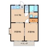ミナミハラハイツ　A 2DKの間取り