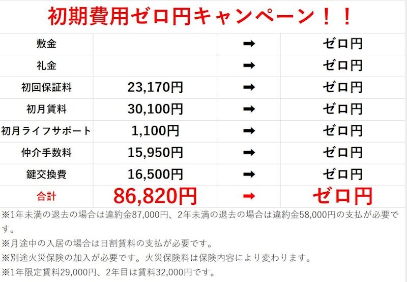  初期費用ゼロアヴァンメゾン角来3号棟