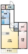 オーハネレジデンス 1LDKの間取り