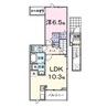 フォンテーヌ春日 1LDKの間取り