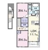 ウエスト　Ａ 2LDKの間取り