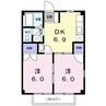 ボンヌシャンス　Ｍ３ 2DKの間取り