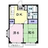 エルディム西Ａ 2DKの間取り