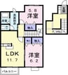 サン・ヒルズ永国Ｃ 2LDKの間取り