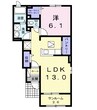 高瀬川ハイツII 1LDKの間取り