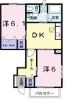 レジデンスさくら台Ａ 2DKの間取り