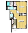 リレア学園南 1LDKの間取り
