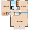 サニーサイド 2LDKの間取り
