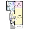ノートル・レーヴＧ 1LDKの間取り