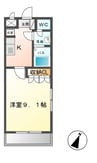パークヒルズII 1Kの間取り