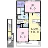 プレーヌIV 2LDKの間取り