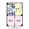 パルネット春日 2DKの間取り