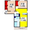 アベニールII 2LDKの間取り