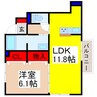 リヴェール御林 1LDKの間取り