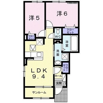 間取図 フェリチータ坂東　Ｂ